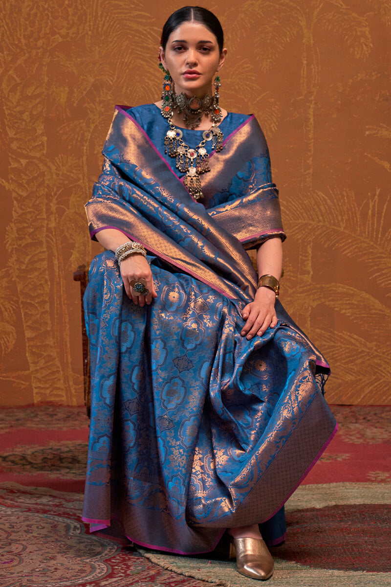 Cobalt Blue Kanjivaram Silk Saree