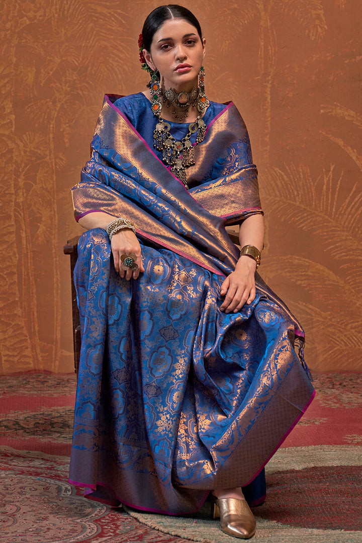 Cobalt Blue Kanjivaram Silk Saree