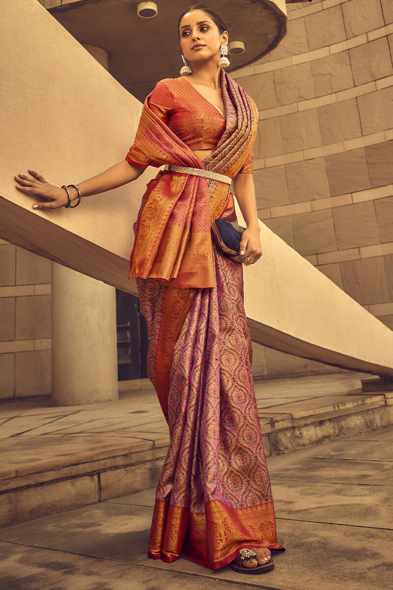 Contessa Pink Woven Banarasi Brocade Silk Saree