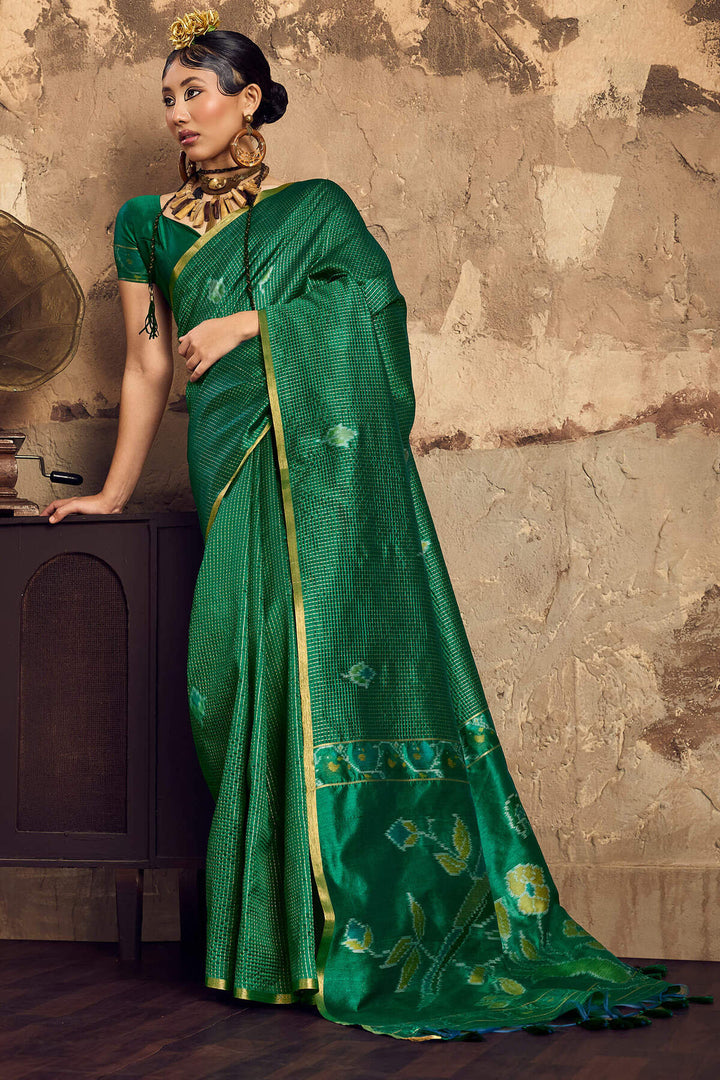 County Green Banarasi Handloom silk saree