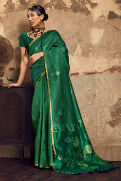 County Green Banarasi Handloom silk saree