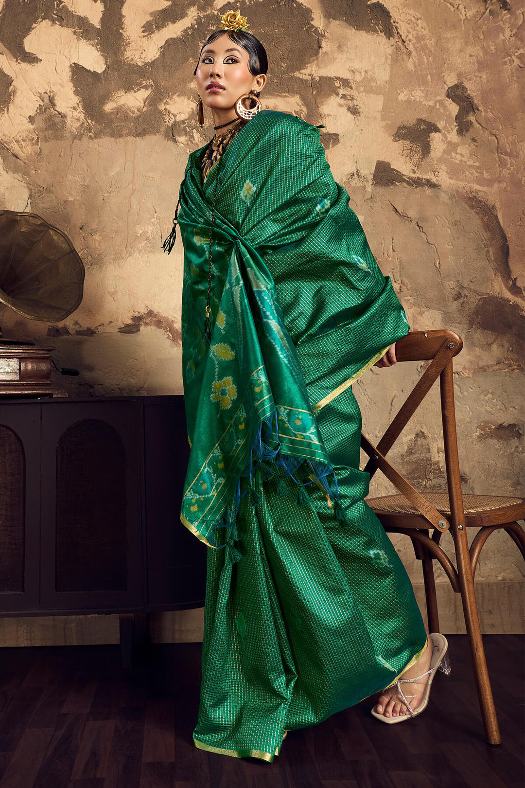 County Green Banarasi Handloom silk saree