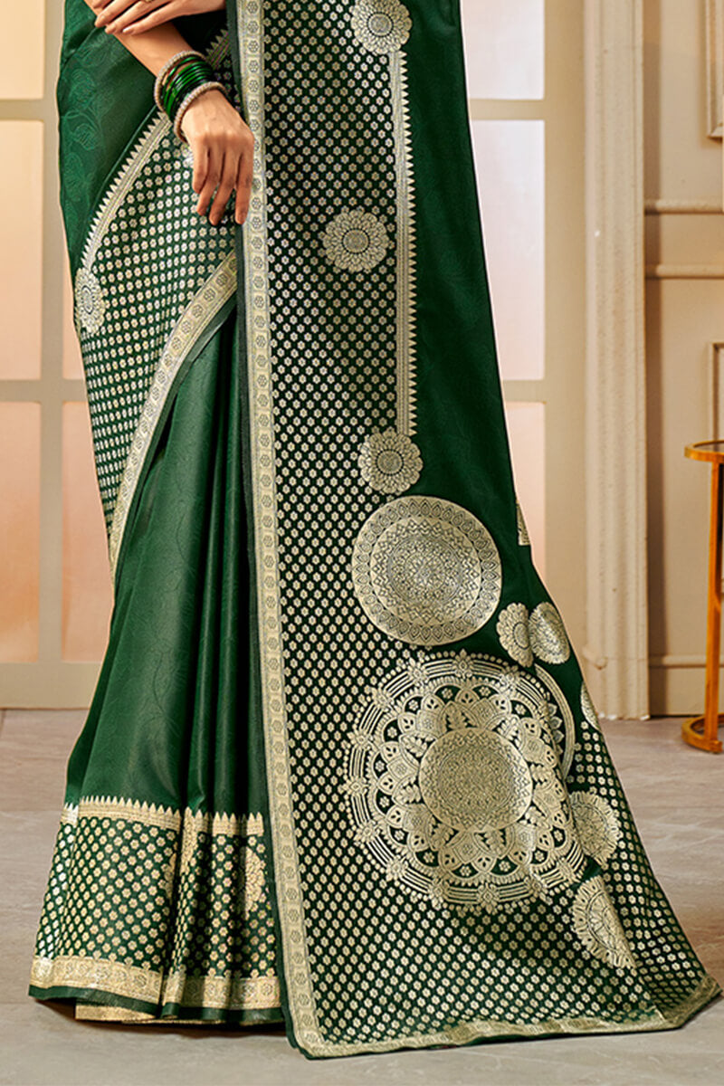 County Green Zari Woven Banarasi Silk Saree