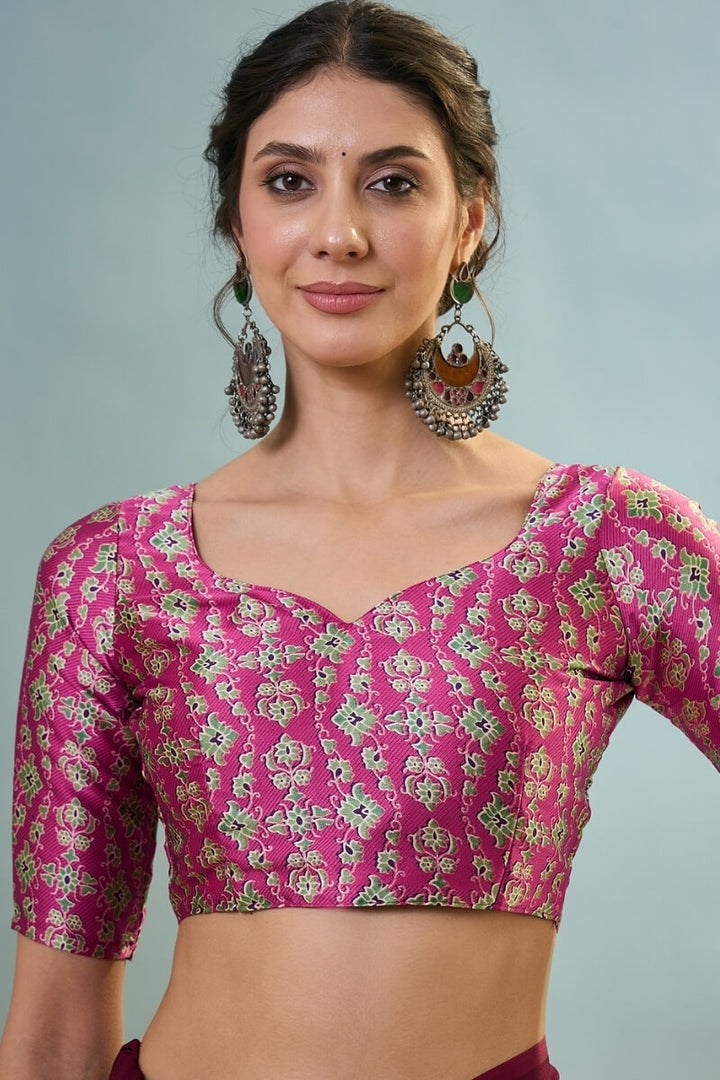 Crimson Wine Ajrakh Printed Satin Silk Saree