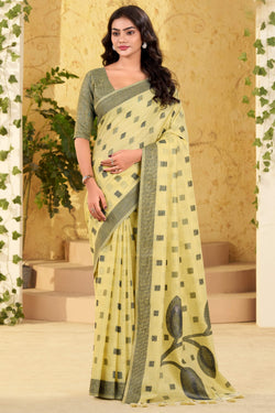 Daffodil Yellow Linen Silk Saree