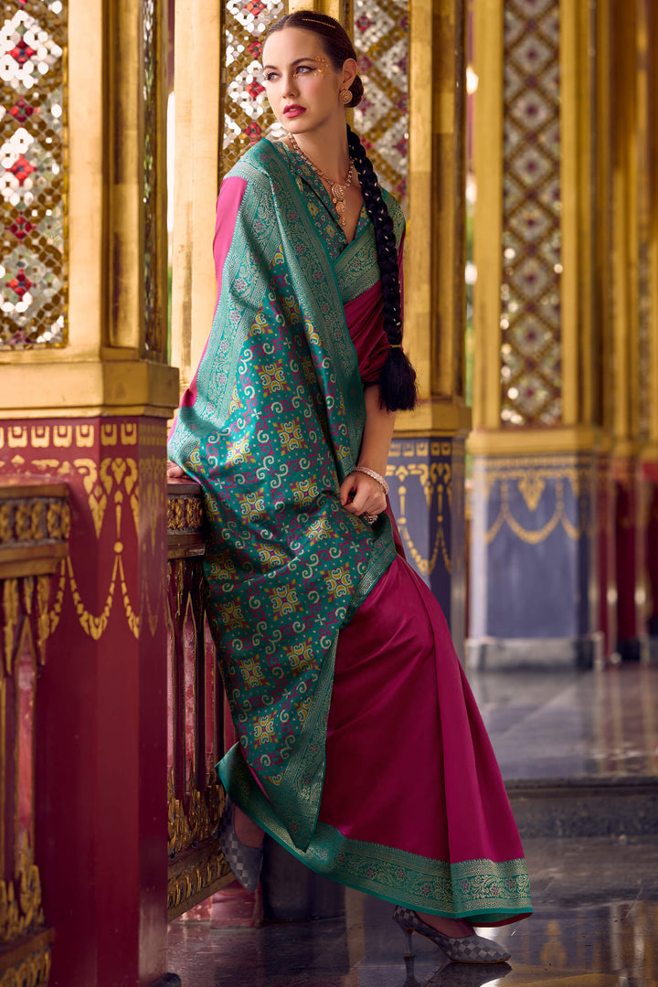 Damson Wine Zari Woven Soft Silk Saree