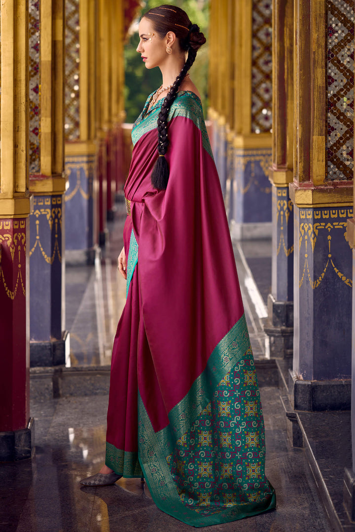 Damson Wine Zari Woven Soft Silk Saree