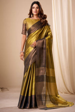 Dark Gold Banarasi Tissue Silk Saree