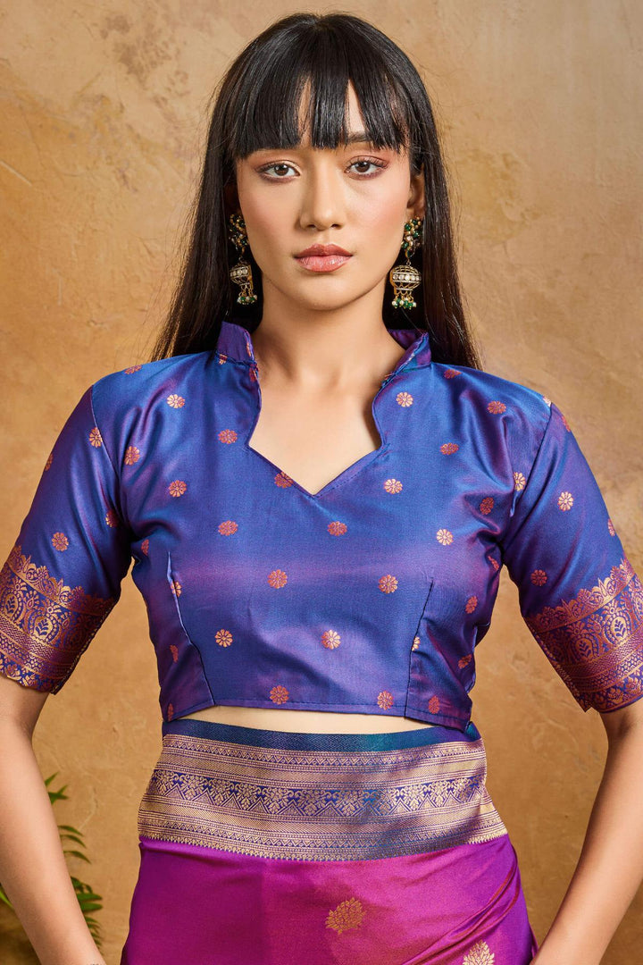 Dark Magenta Banarasi Pichwai Silk Saree