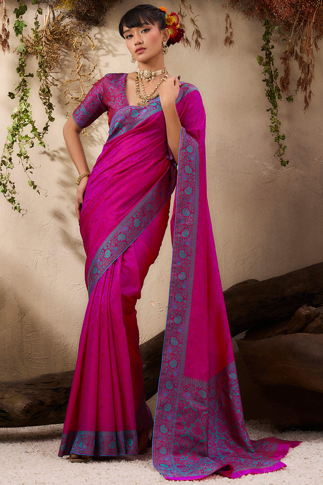 Dark Magenta Kanjivaram Silk Saree