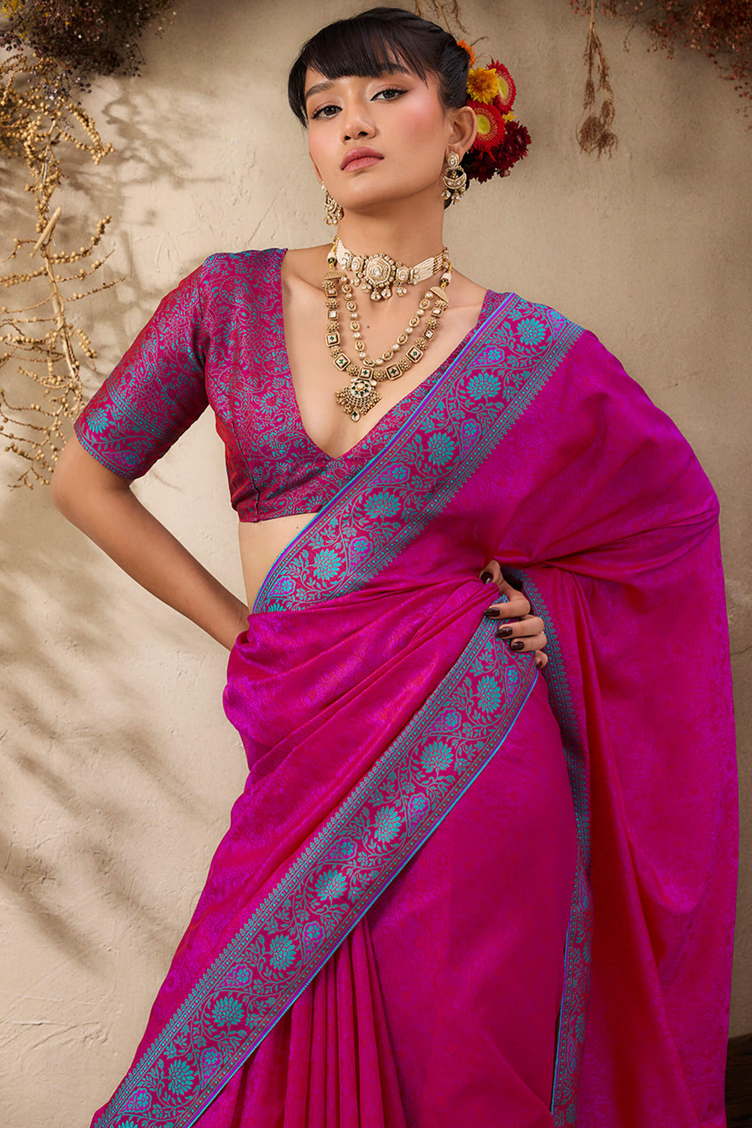 Dark Magenta Kanjivaram Silk Saree