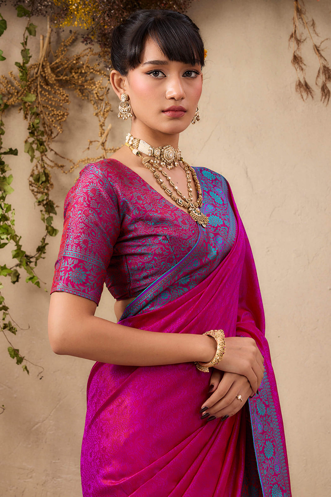 Dark Magenta Kanjivaram Silk Saree