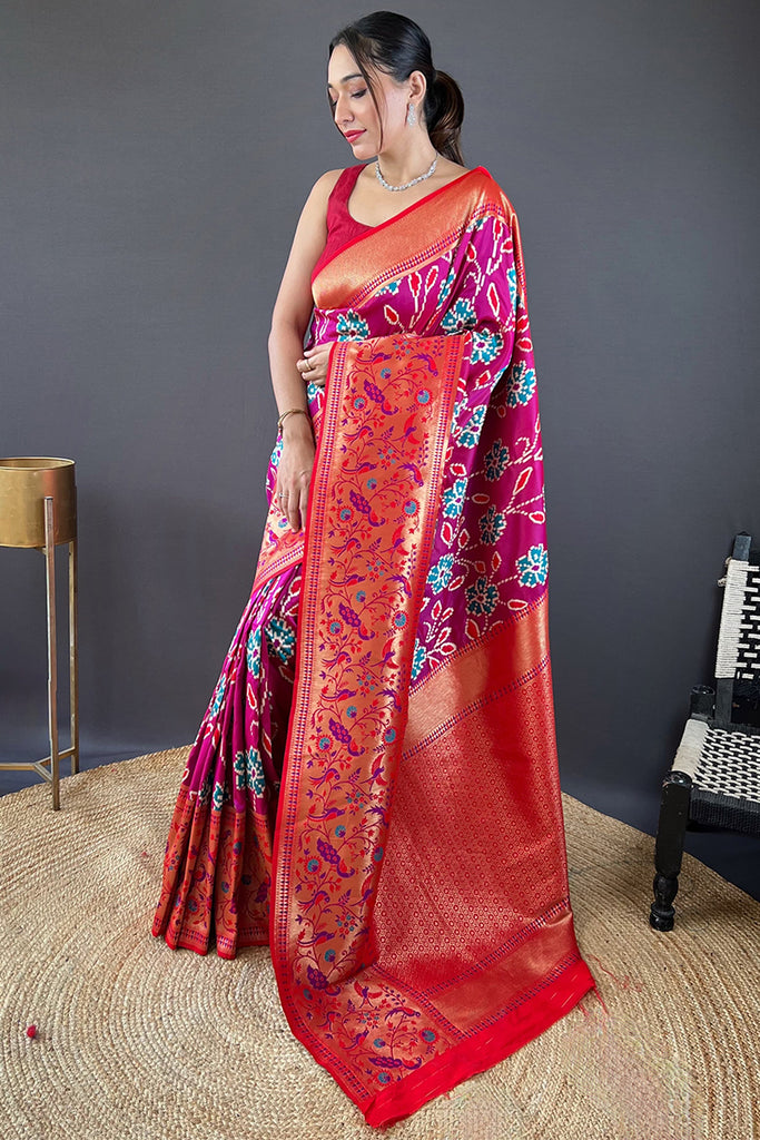 Dark Magenta Soft Paithni silk saree