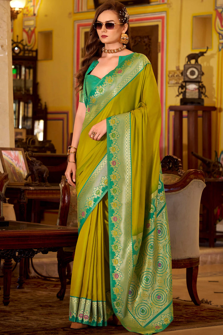 Dark Mustard Banarasi Soft Silk Saree