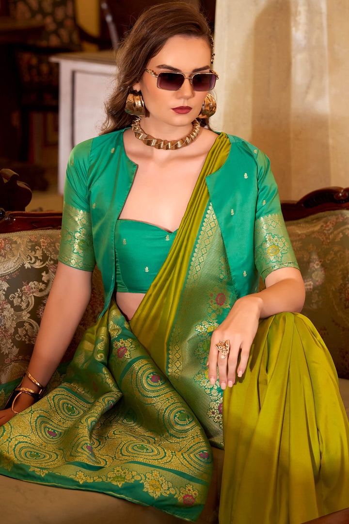 Dark Mustard Banarasi Soft Silk Saree