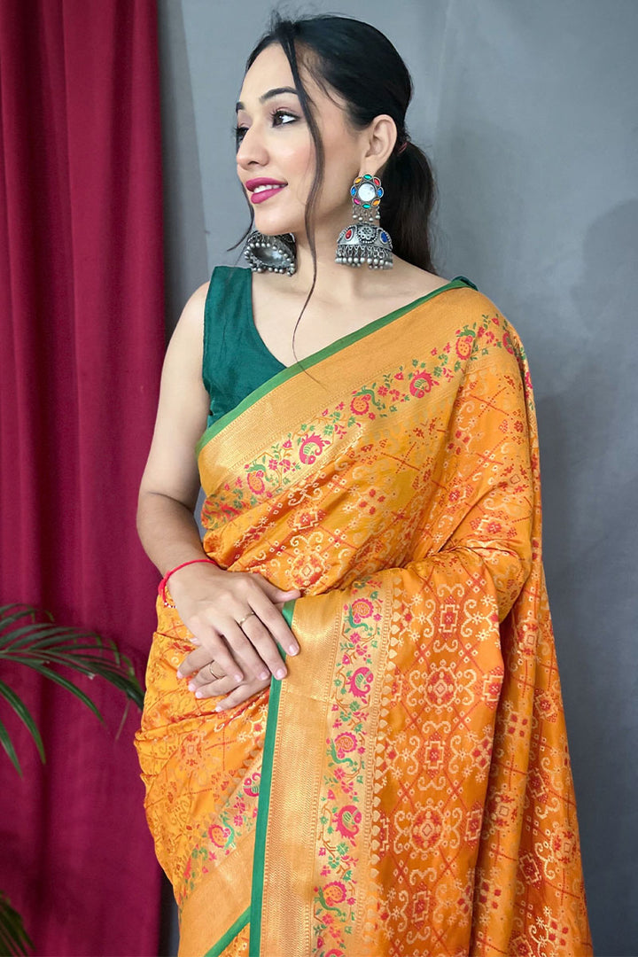 Dark Mustard Patola Silk Saree