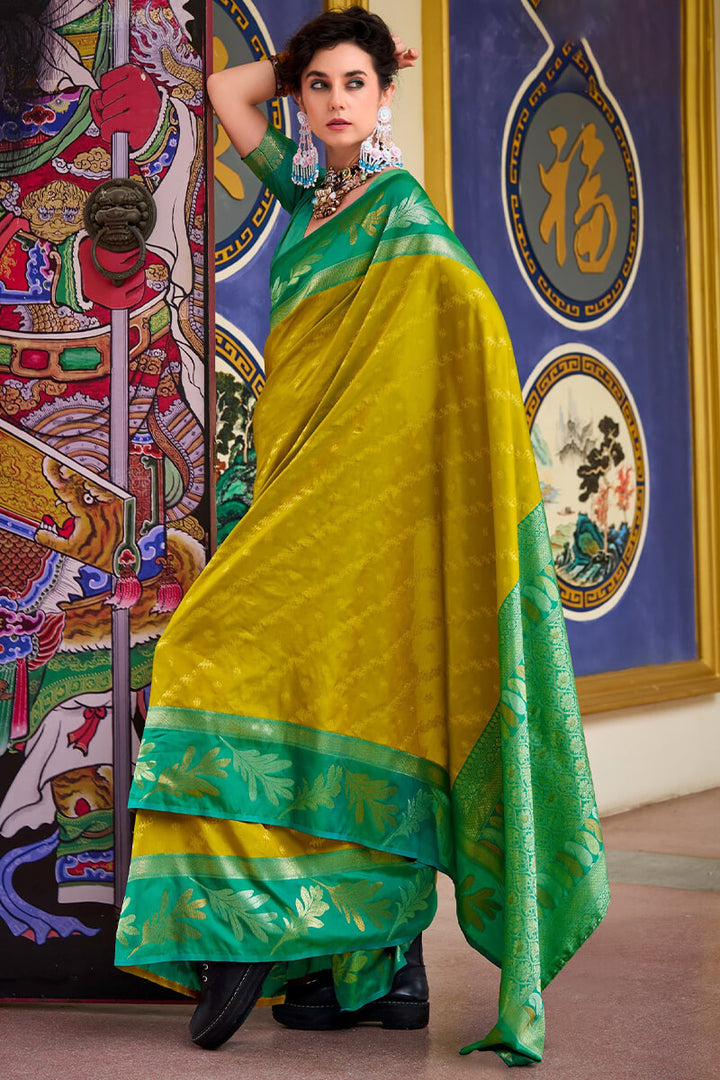 Dark Mustard Soft Banarasi Silk Saree