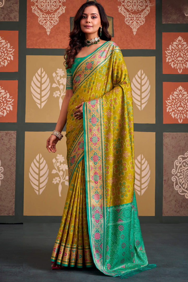Dark Mustard Soft Patola Silk Saree
