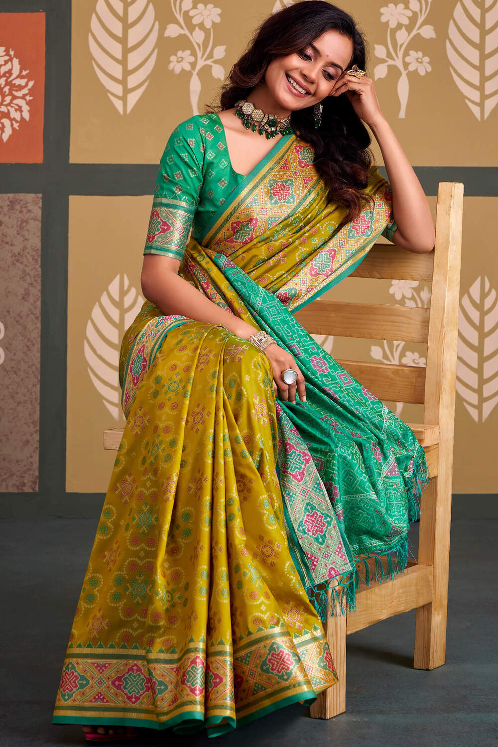 Dark Mustard Soft Patola Silk Saree