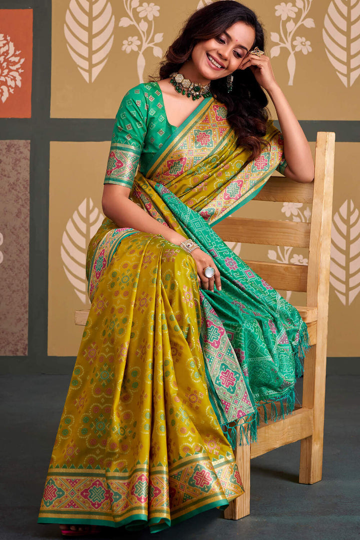 Dark Mustard Soft Patola Silk Saree
