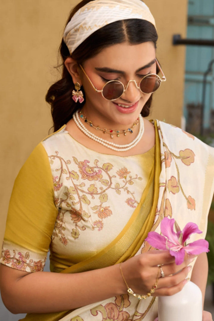 Dark Mustard Tusser Silk Saree