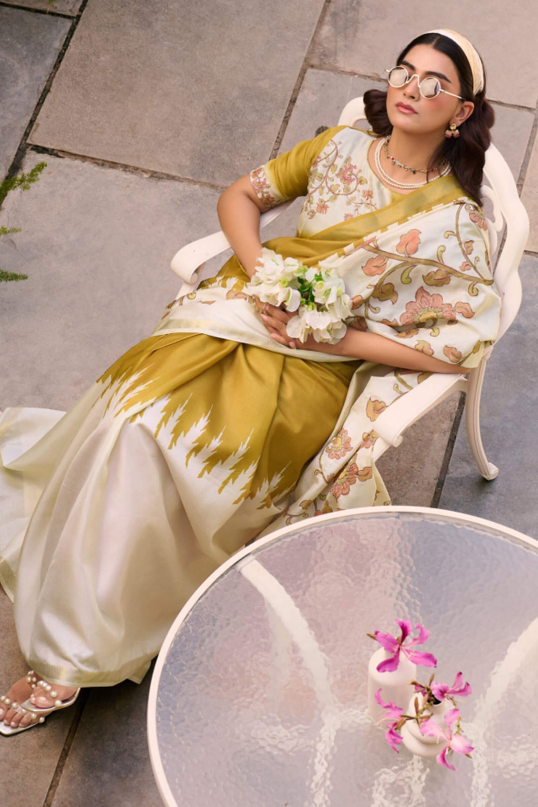 Dark Mustard Tusser Silk Saree