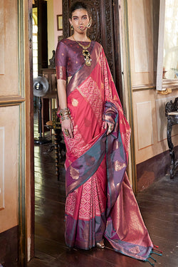 Dark Pink Banarasi Silk Saree