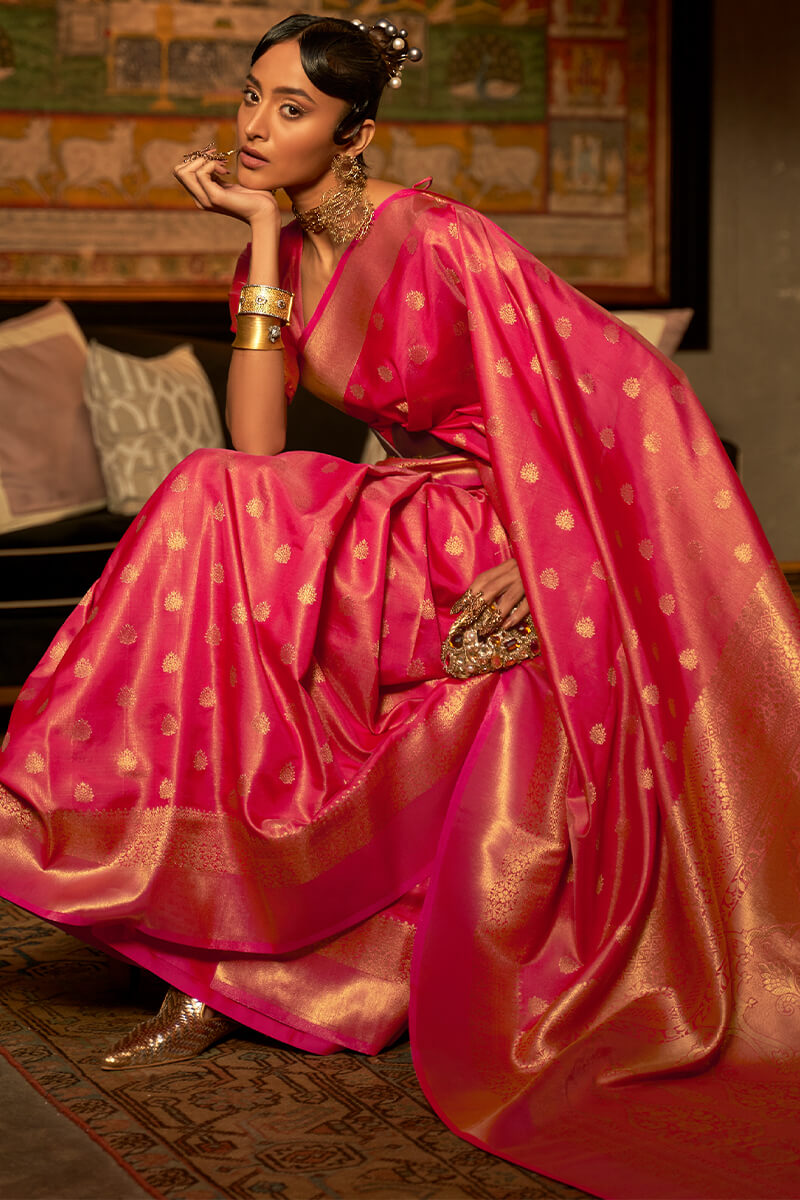 Dark Pink Kanjivaram Silk Saree