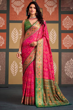Dark Pink Soft Patola Silk Saree