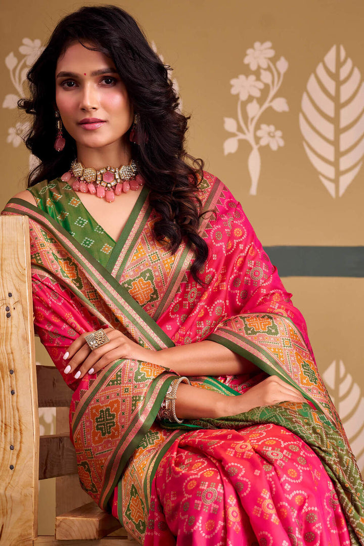 Dark Pink Soft Patola Silk Saree