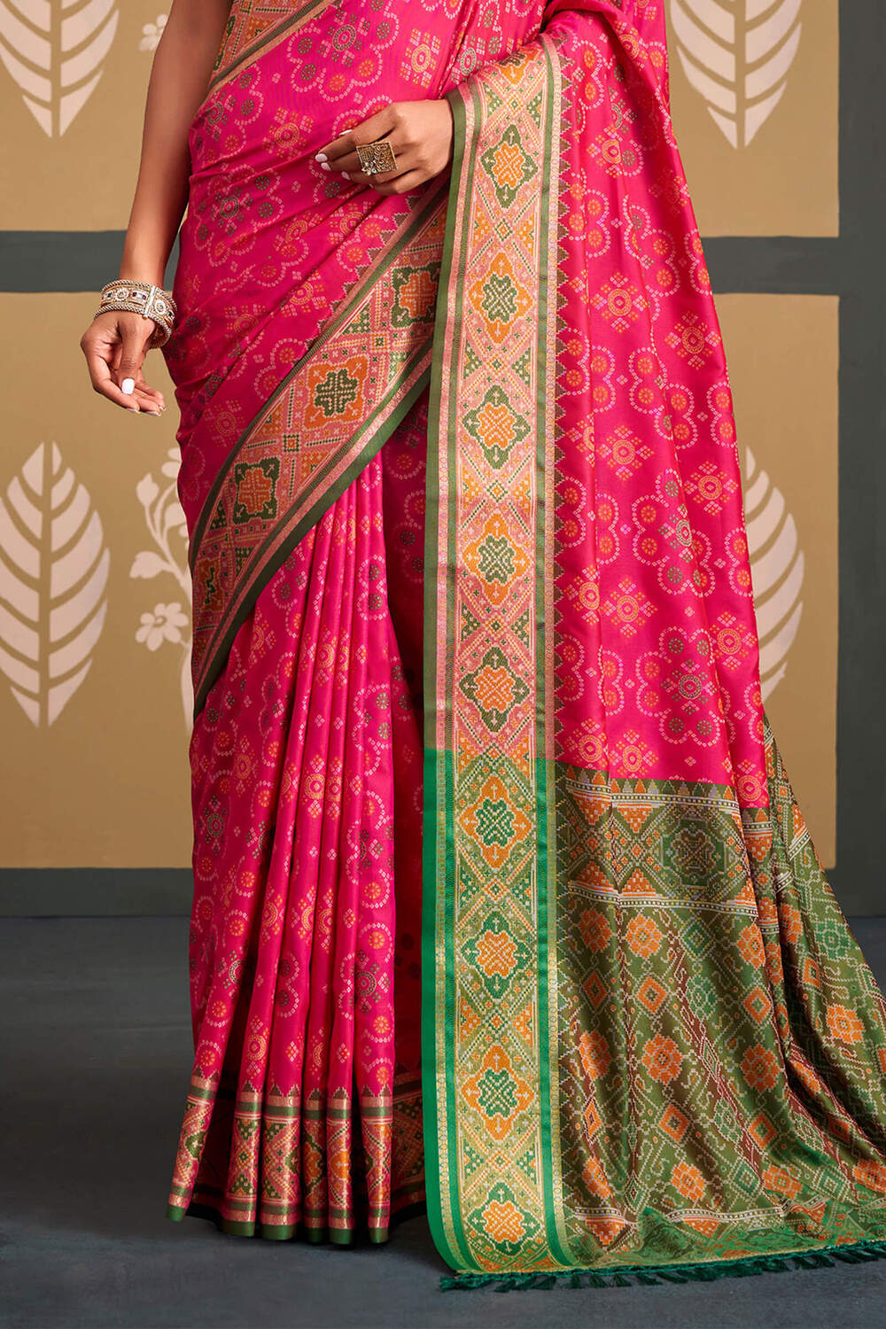 Dark Pink Soft Patola Silk Saree