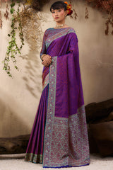 Deep Purple Kanjivaram Silk Saree