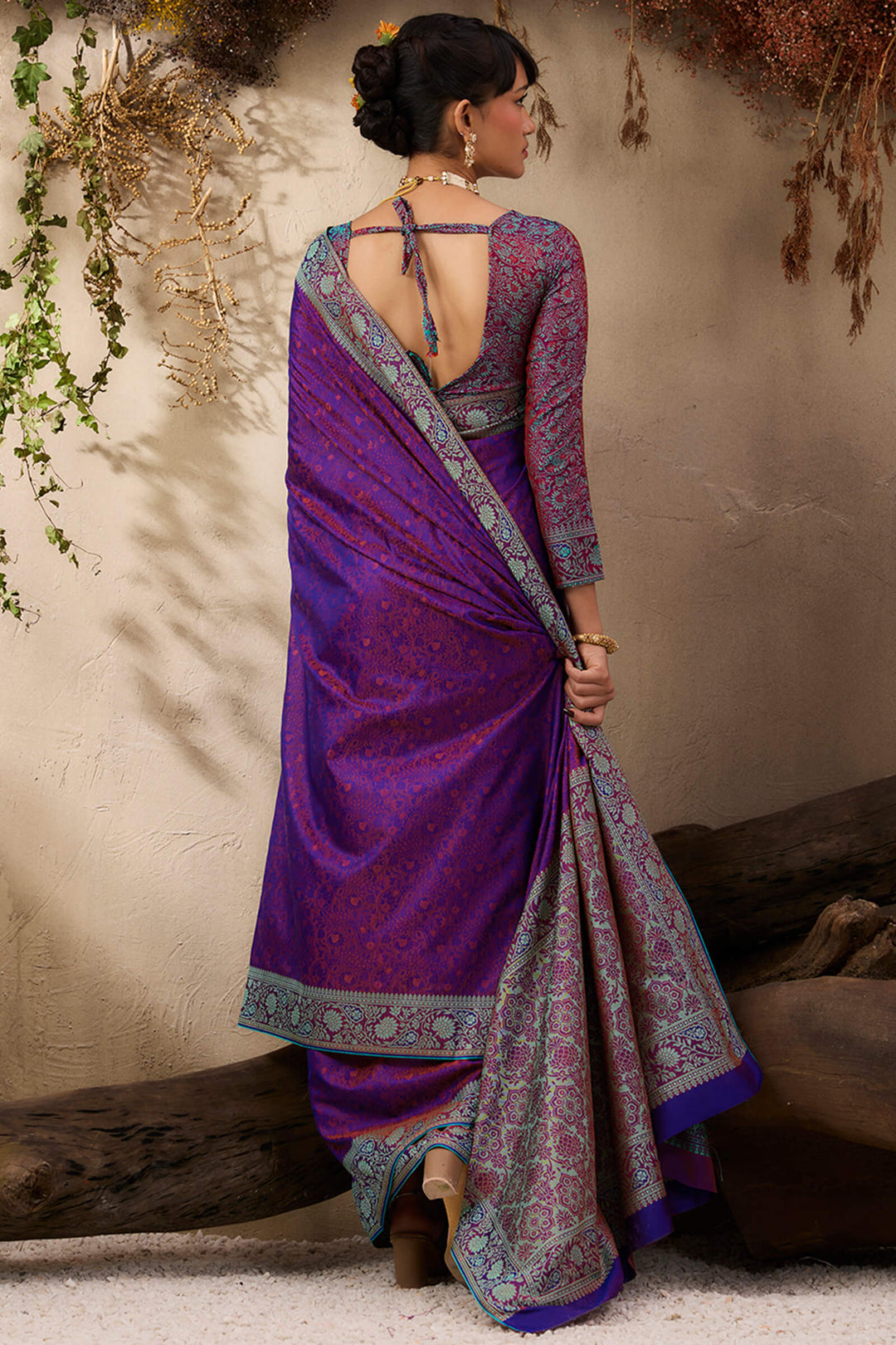 Deep Purple Kanjivaram Silk Saree