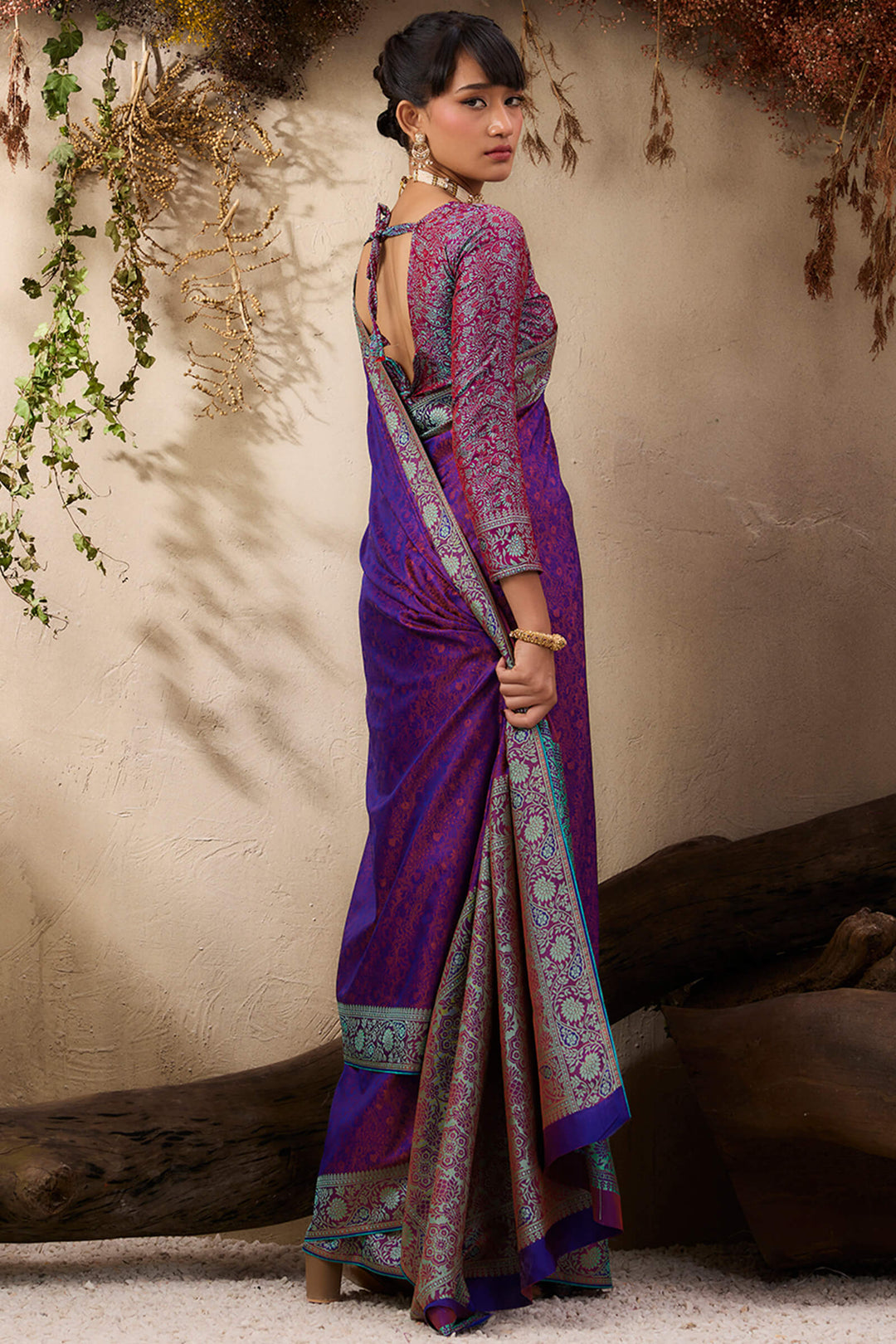 Deep Purple Kanjivaram Silk Saree