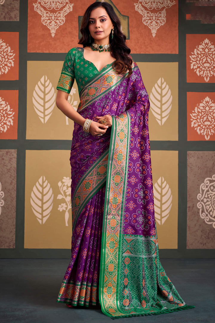 Deep Purple Soft Patola Silk Saree