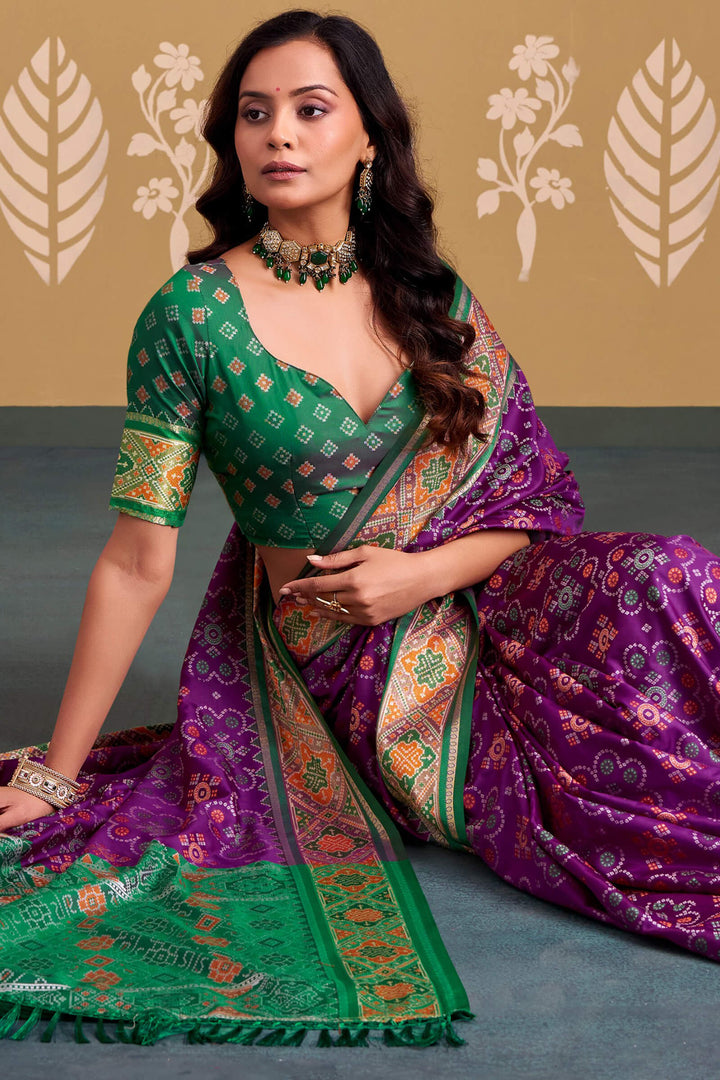 Deep Purple Soft Patola Silk Saree
