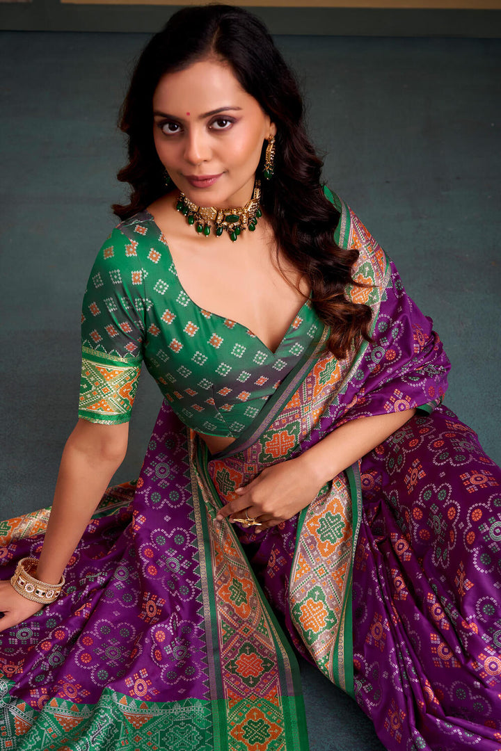 Deep Purple Soft Patola Silk Saree