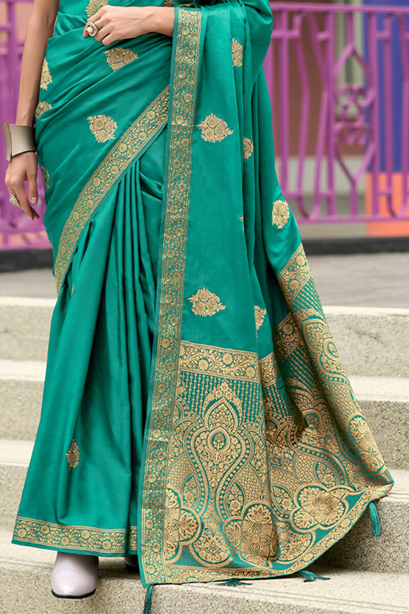 Deep Sea Green Banarasi Tissue Silk Saree