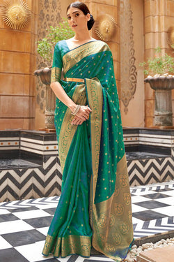 Deep Sea Green Kanjivaram Silk Saree