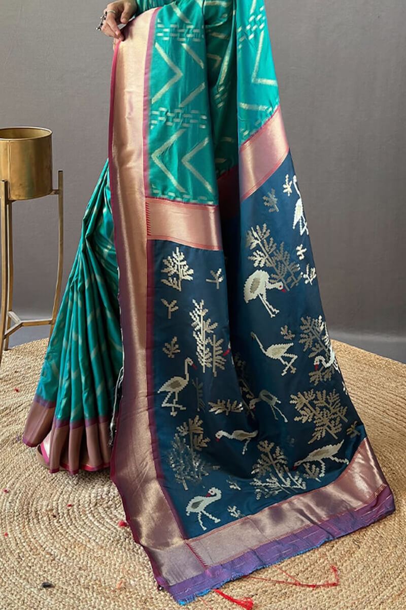 Deep Sea Green Soft Banarasi Silk Saree