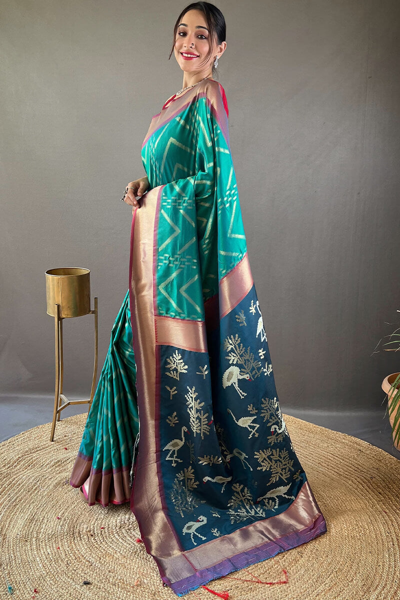 Deep Sea Green Soft Banarasi Silk Saree