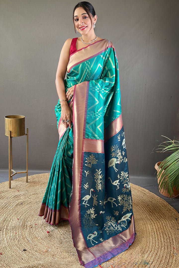 Deep Sea Green Soft Banarasi Silk Saree