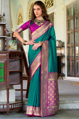 Deep Sea Green Soft Silk Saree