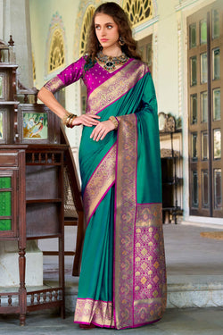 Deep Sea Green Soft Silk Saree