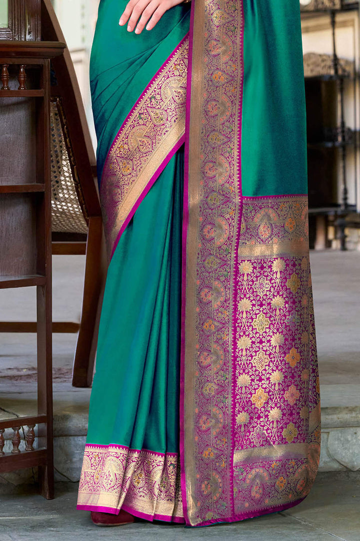Deep Sea Green Soft Silk Saree