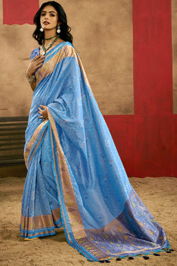 Denim Blue Patola Silk Saree