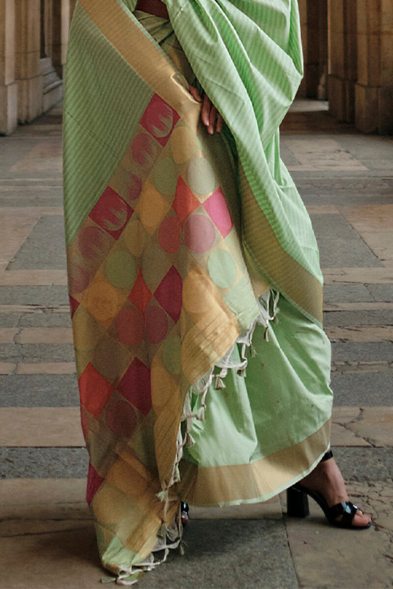Drab Green Soft Banarasi Silk Saree