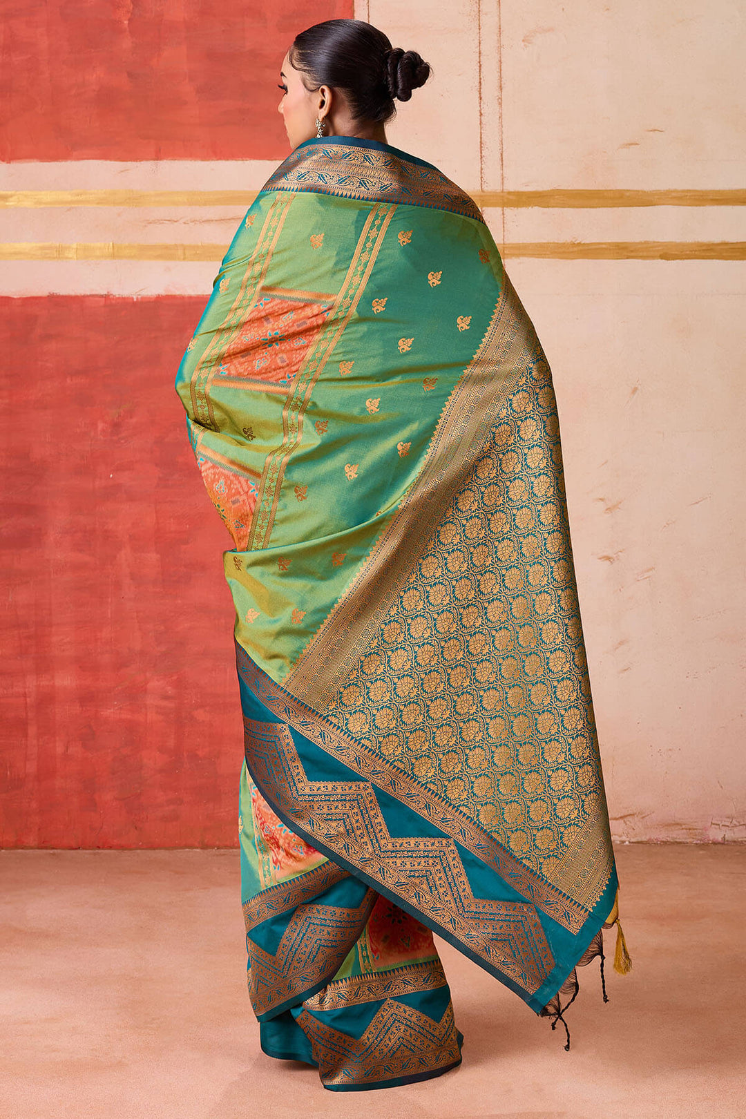 Dull Green Handloom Banarasi Silk Saree