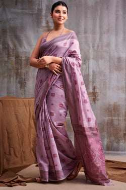 Dull Lavender Cotton Modal Silk Saree