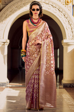 Dull Pink Tissue Silk Saree